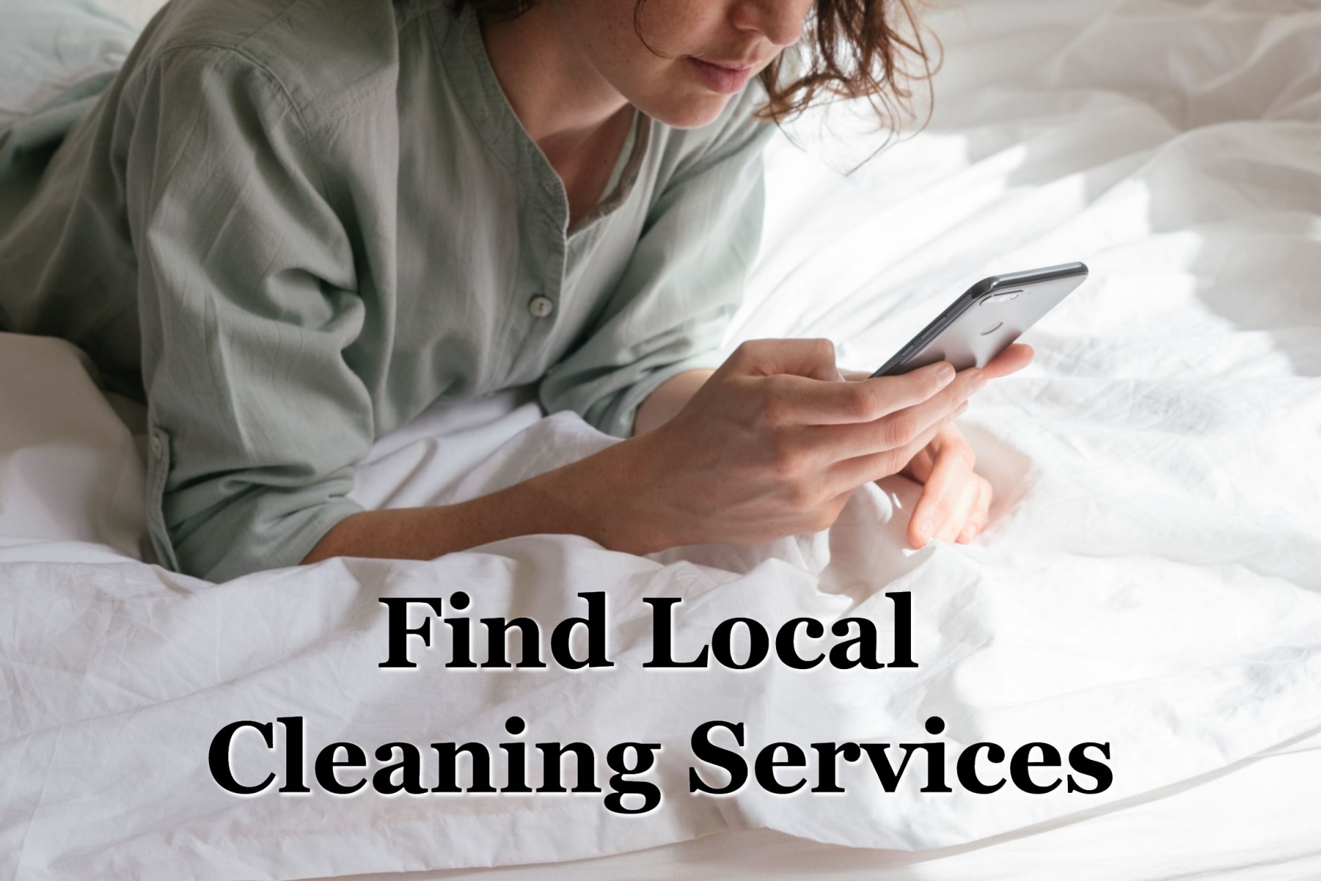A woman looking for local cleaning services on her phone